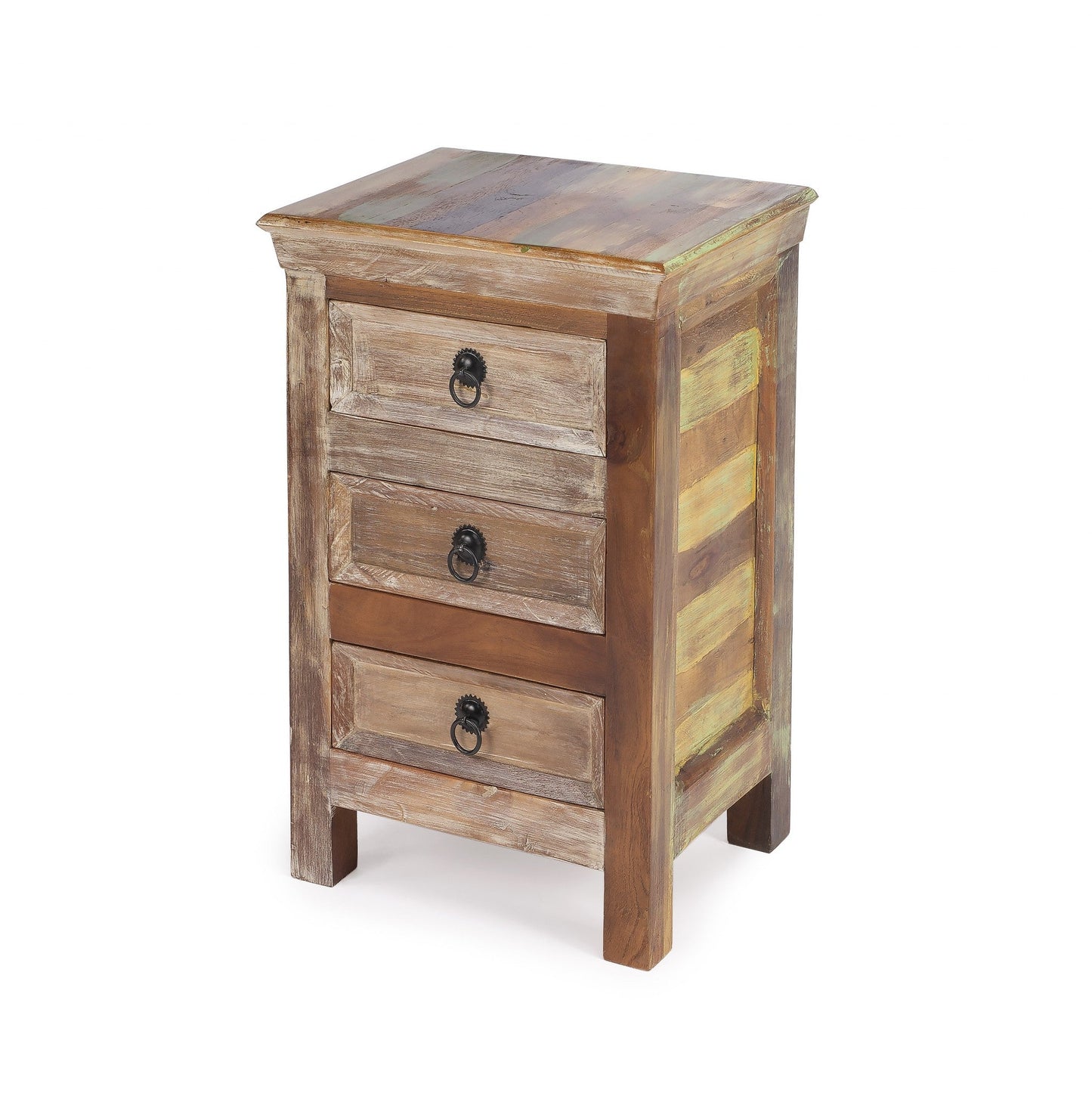 HomeRoots 16" Modern Three Drawer Accent Chest With Rustic Finish
