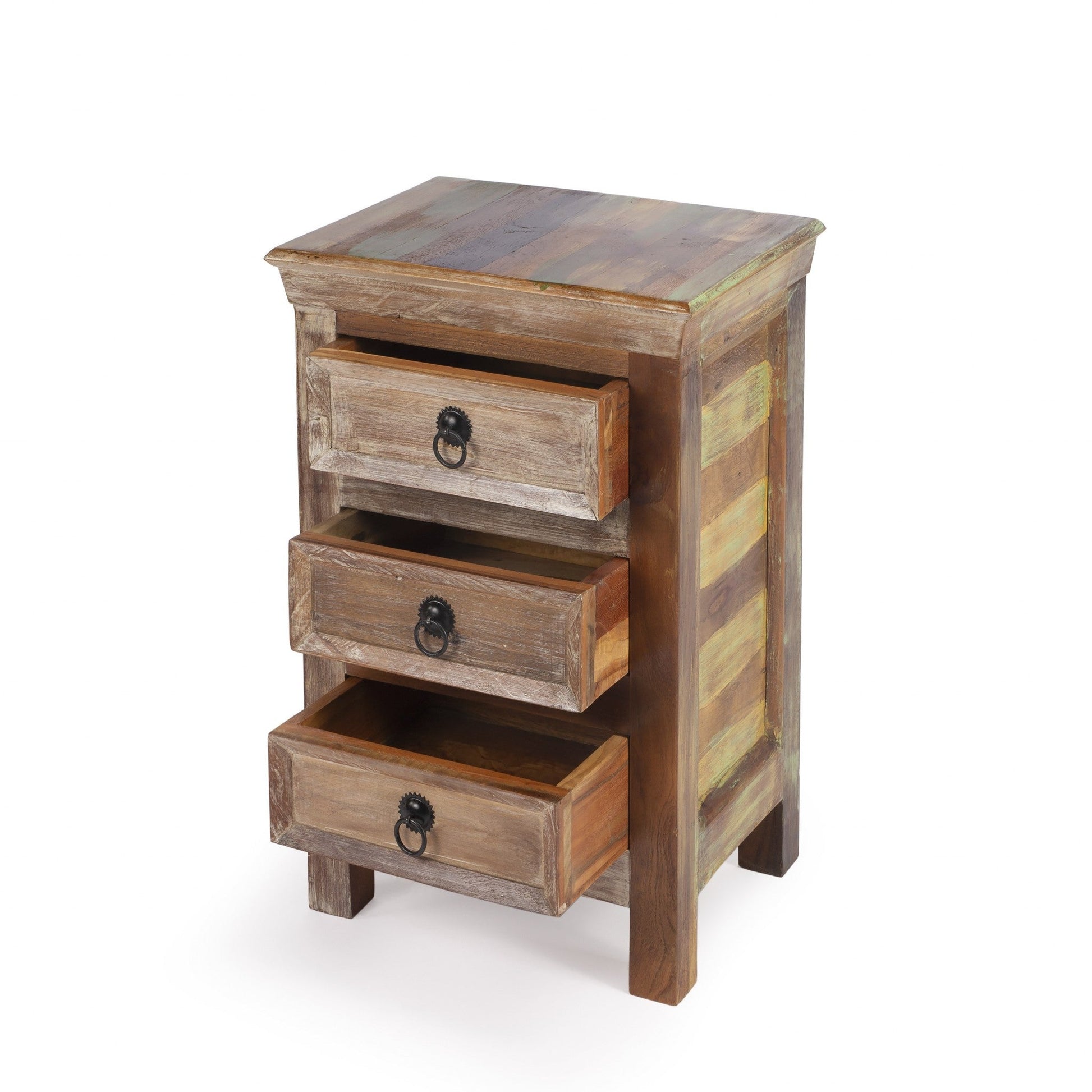 HomeRoots 16" Modern Three Drawer Accent Chest With Rustic Finish