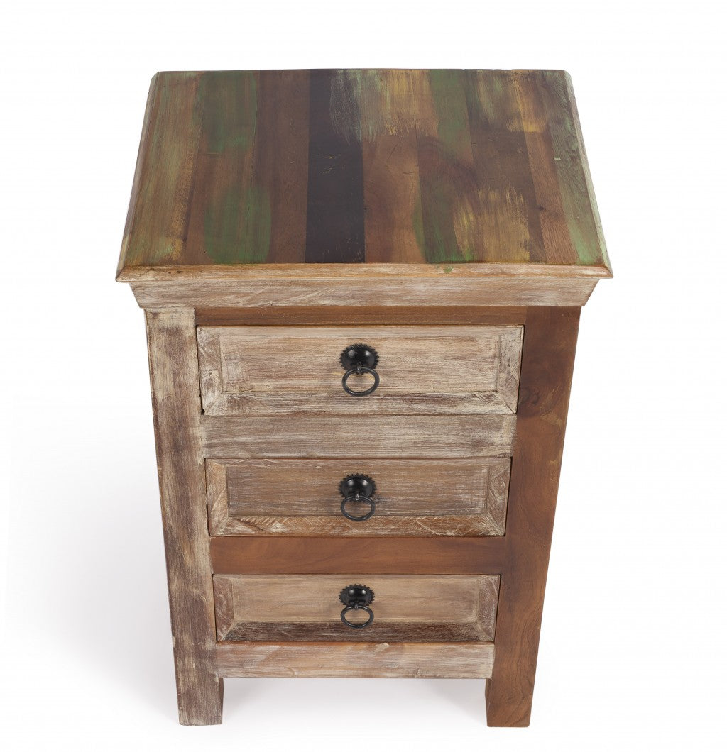 HomeRoots 16" Modern Three Drawer Accent Chest With Rustic Finish