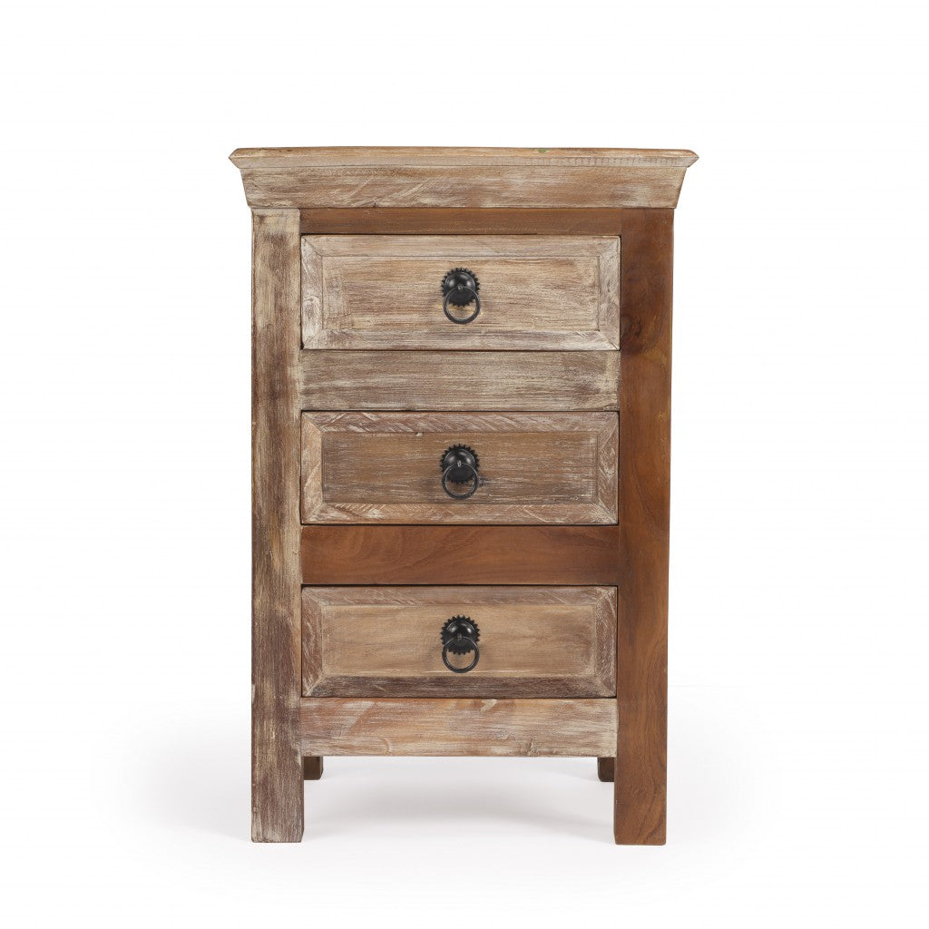 HomeRoots 16" Modern Three Drawer Accent Chest With Rustic Finish