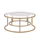 HomeRoots 16" Round Mirrored Nested Tables With Gold And Clear Glass Finish