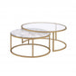 HomeRoots 16" Round Mirrored Nested Tables With Gold And Clear Glass Finish