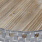 HomeRoots 16" Rustic Round Metal And Wood Tray With Grey Wash Finish