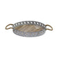 HomeRoots 16" Rustic Round Metal And Wood Tray With Grey Wash Finish