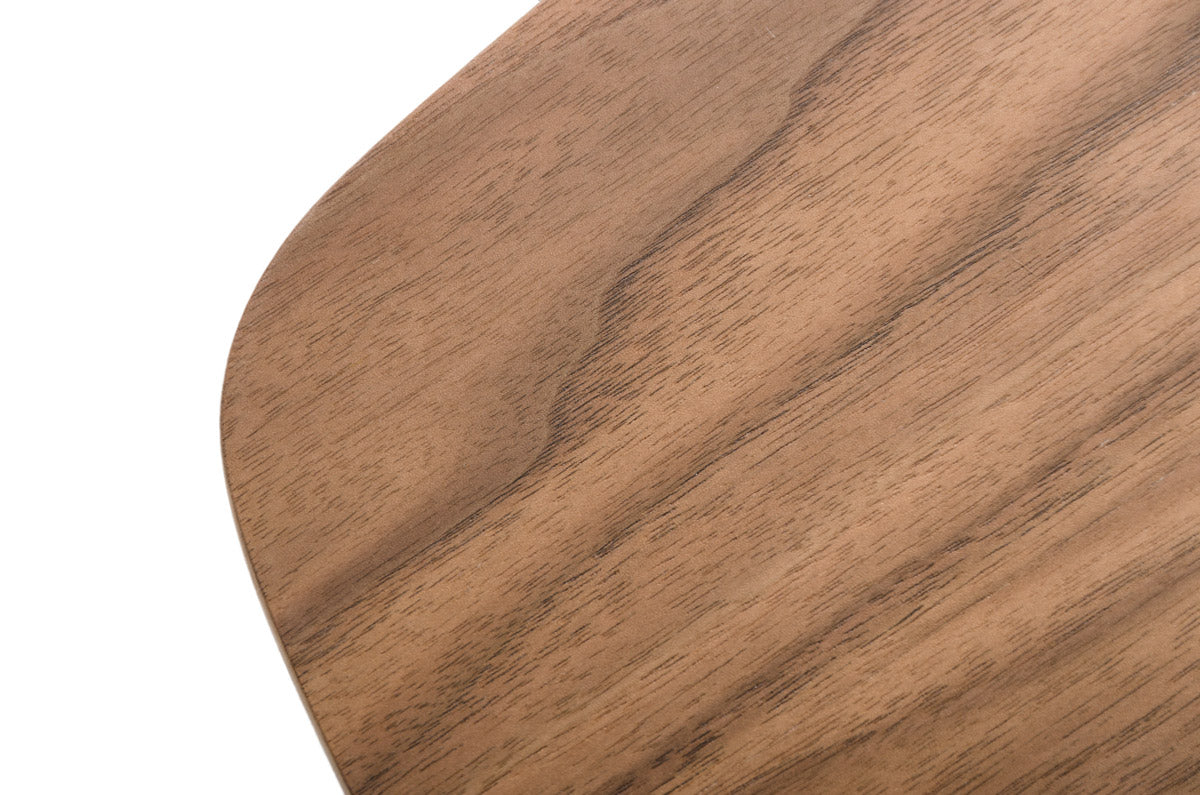 HomeRoots 16" Veneer Metal and Glass Coffee Table in Walnut Finish