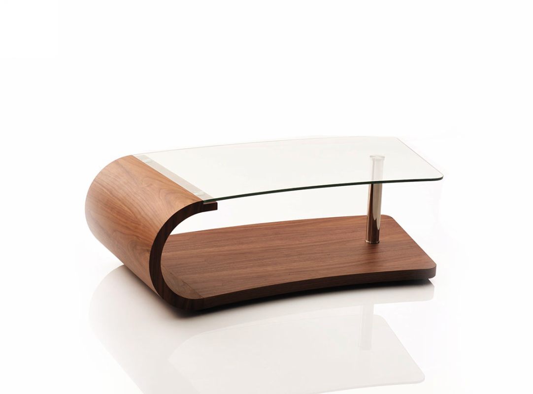 HomeRoots 16" Walnut Veneer MDF and Glass Coffee Table
