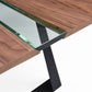 HomeRoots 16" Walnut Veneer Metal and Glass Coffee Table