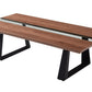 HomeRoots 16" Walnut Veneer Metal and Glass Coffee Table