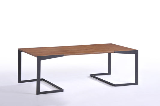 HomeRoots 16" Walnut Veneer and Metal Coffee Table