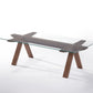 HomeRoots 16" Walnut Wood and Glass Coffee Table