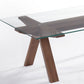HomeRoots 16" Walnut Wood and Glass Coffee Table
