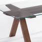 HomeRoots 16" Walnut Wood and Glass Coffee Table