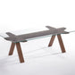 HomeRoots 16" Walnut Wood and Glass Coffee Table