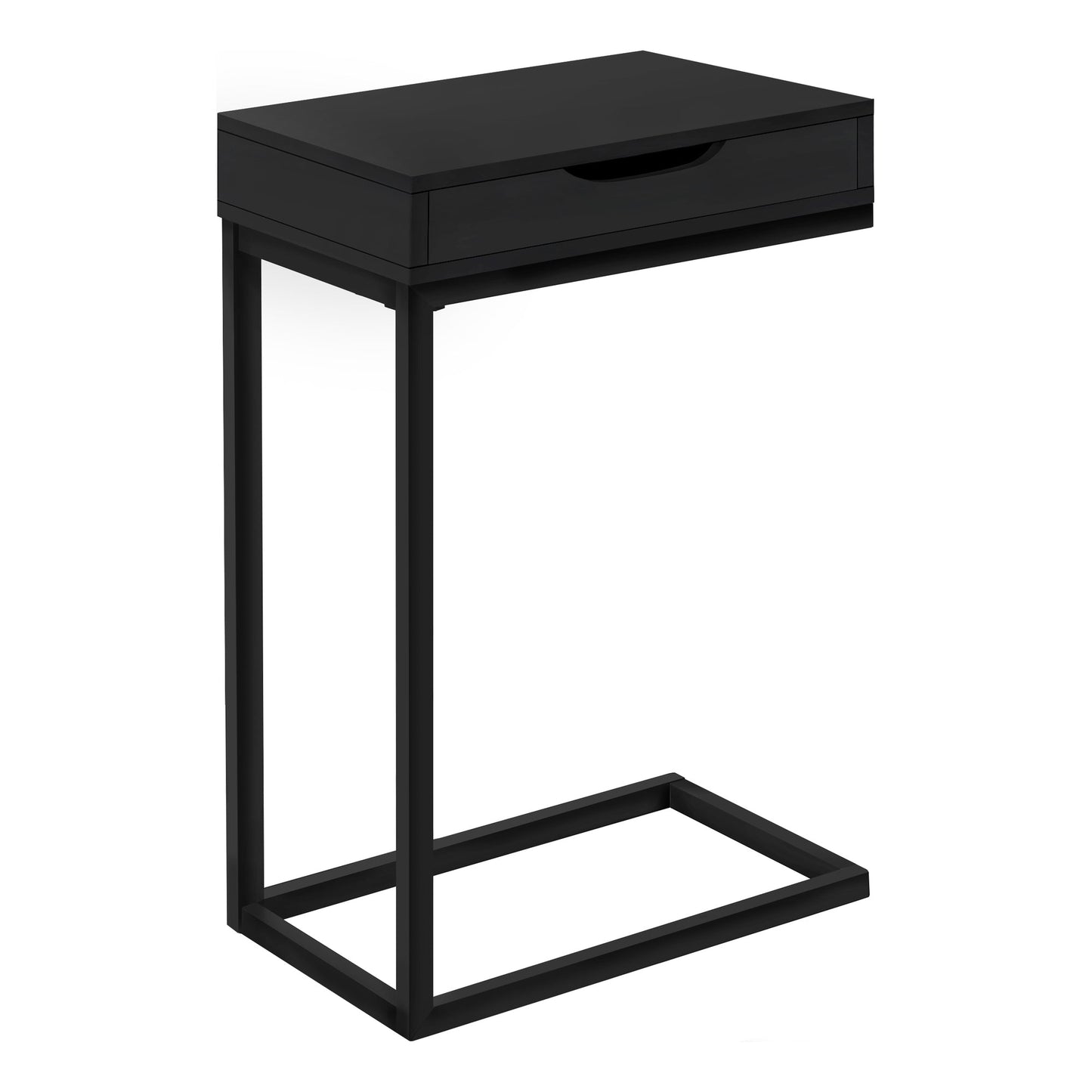 HomeRoots 16" x 10.25" x 24.5" Black Metal Accent Table With Drawer