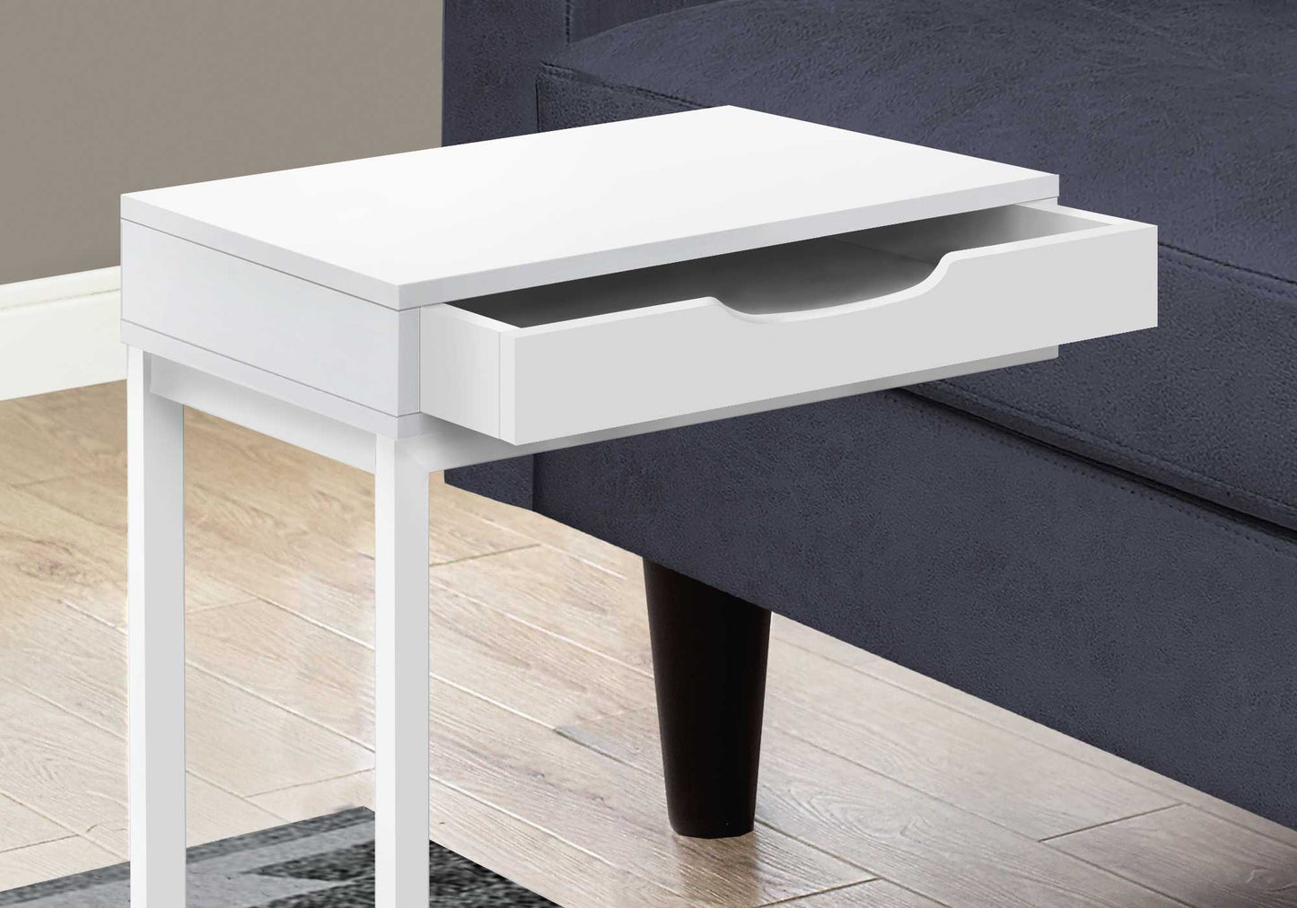 HomeRoots 16" x 10.25" x 24.5" White Metal Accent Table With Drawer
