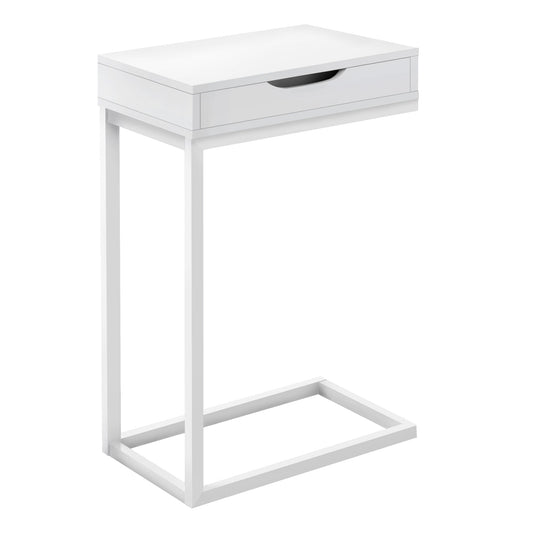 HomeRoots 16" x 10.25" x 24.5" White Metal Accent Table With Drawer