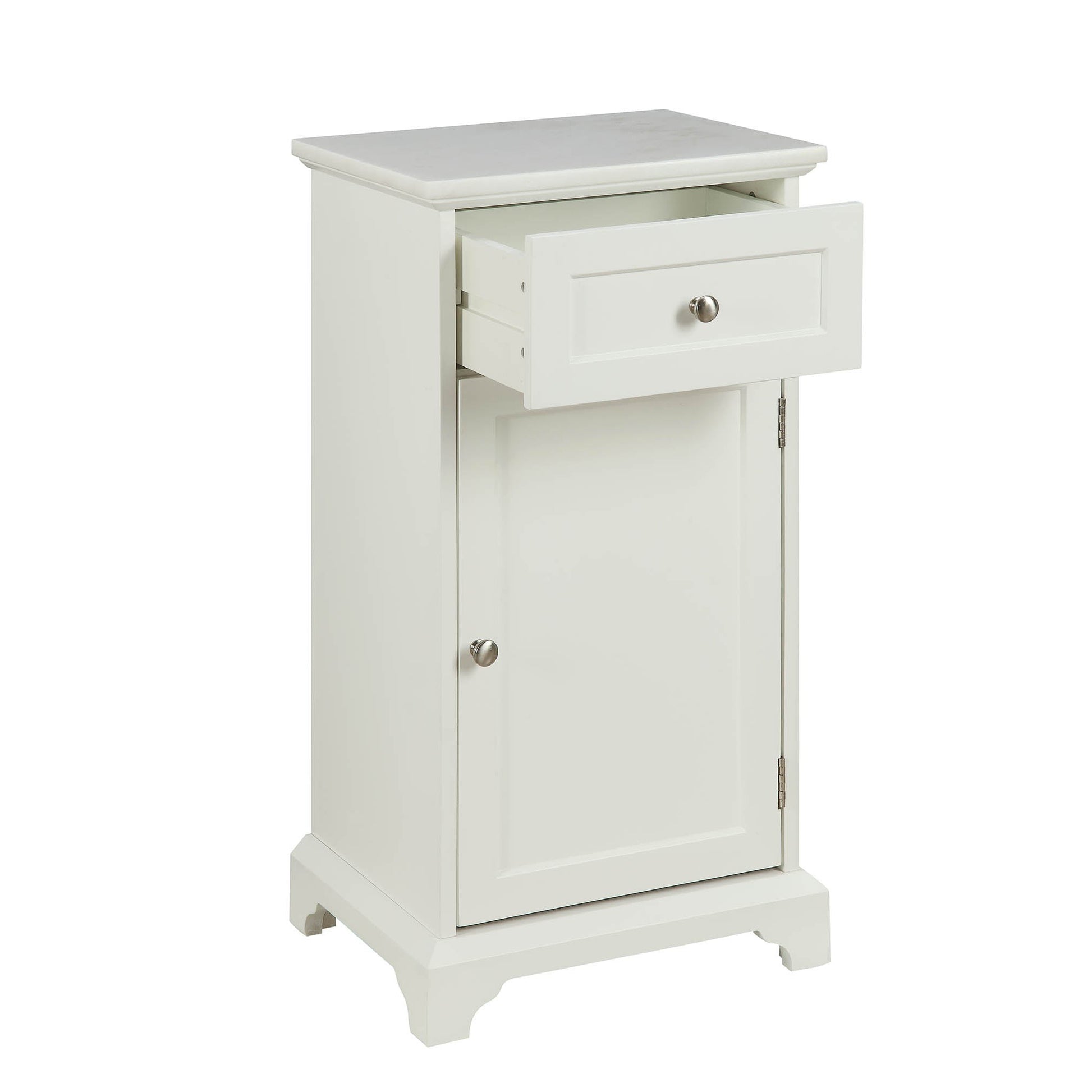 HomeRoots 16" x 13" x 30" MDF Cabinet In White Finish