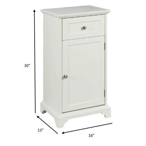 HomeRoots 16" x 13" x 30" MDF Cabinet In White Finish