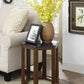 HomeRoots 16" x 18" x 20" 2-Piece End Table With Walnut Marble Wood Finish