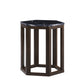HomeRoots 16" x 18" x 20" 2-Piece End Table With Walnut Marble Wood Finish
