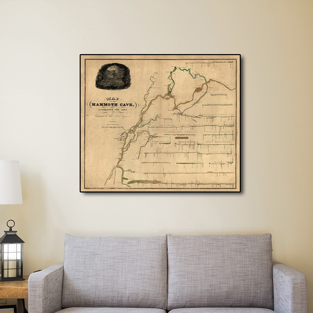 HomeRoots 16" x 20" Map of Kentucky Mammoth Cave Vintage Poster Wall Art