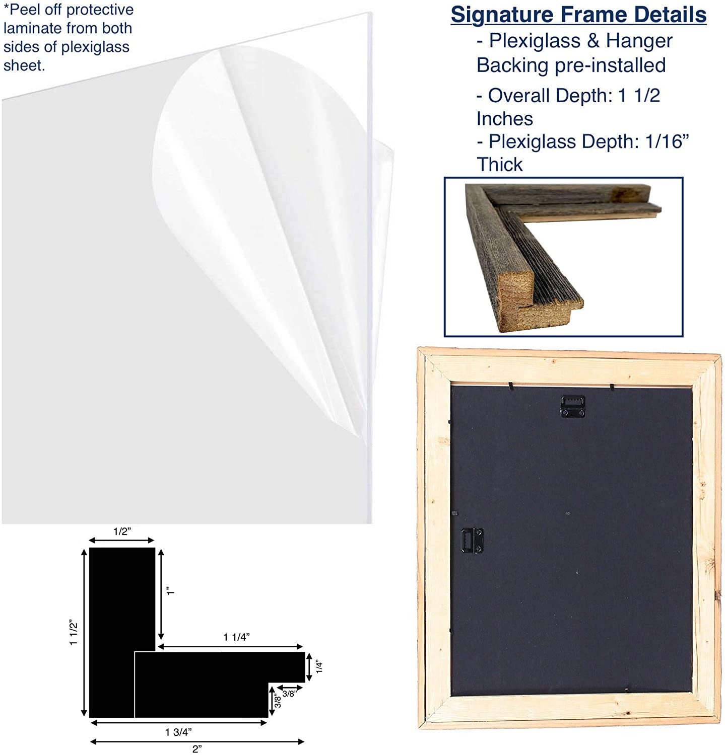 HomeRoots 16" x 20" Natural Weathered Grey Picture Frame