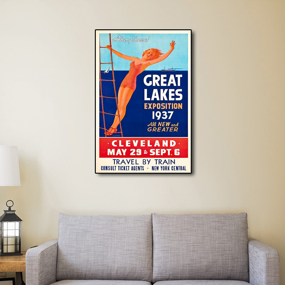 HomeRoots 16" x 24" Great Lakes 1937 Vintage Travel Poster Wall Art