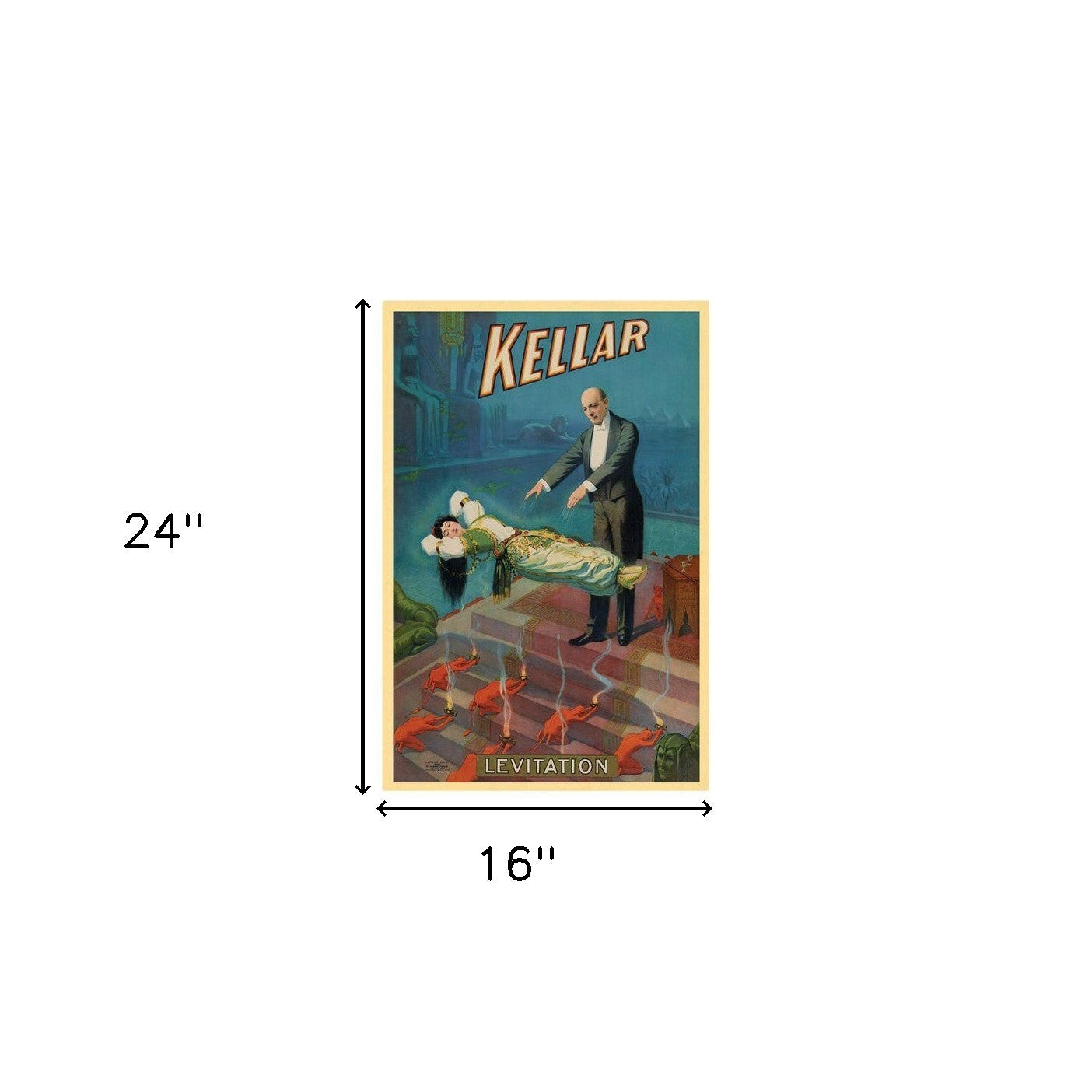 HomeRoots 16" x 24" Kellar Levitation Vintage Magic Poster Wall Art