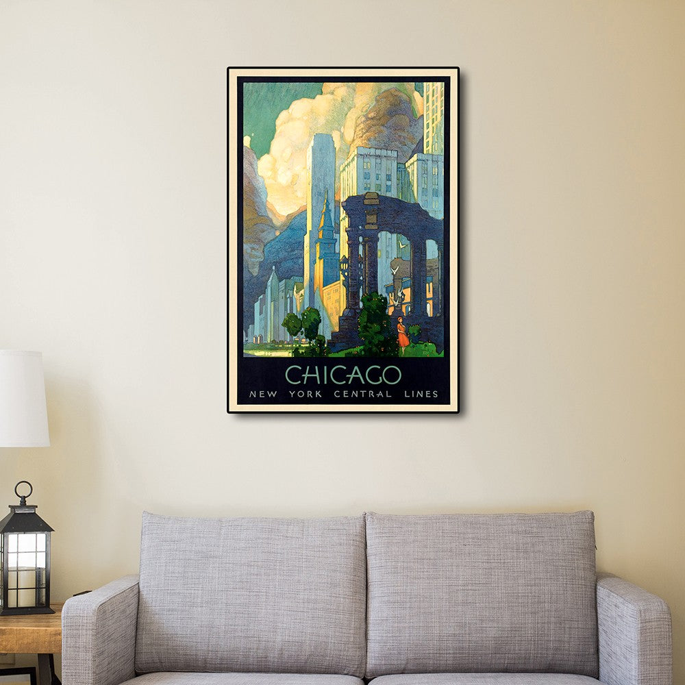 HomeRoots 16" x 24" Vintage 1929 Chicago Michigan Ave Travel Poster Wall Art
