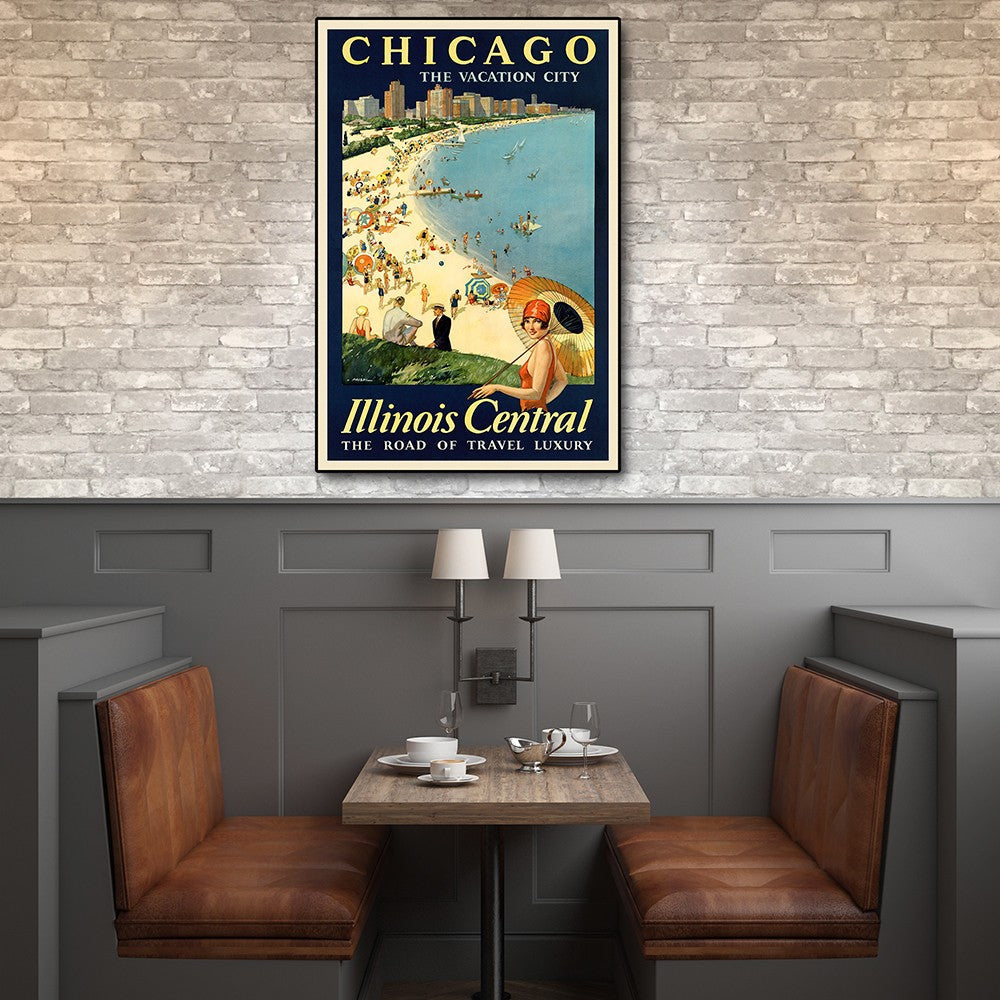 HomeRoots 16" x 24" Vintage 1929 Chicago Vacation Travel Poster Wall Art