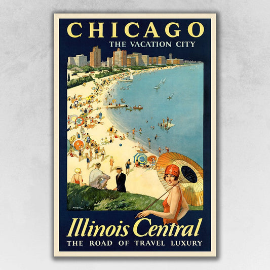 HomeRoots 16" x 24" Vintage 1929 Chicago Vacation Travel Poster Wall Art
