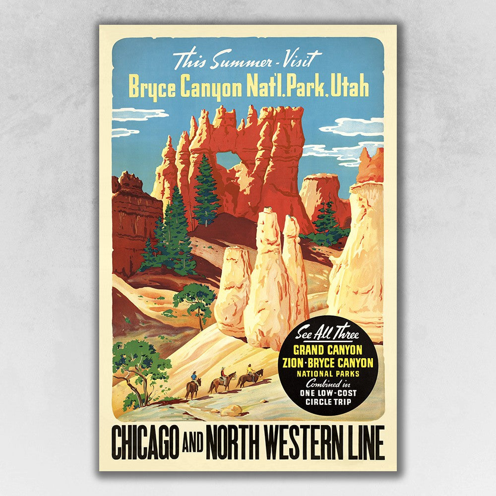 HomeRoots 16" x 24" Vintage 1950s Bryce Canyon National Park Wall Art