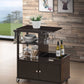 HomeRoots 16" x 34" x 34" Wood Casters Kitchen Cart in Wenge Finish