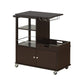 HomeRoots 16" x 34" x 34" Wood Casters Kitchen Cart in Wenge Finish