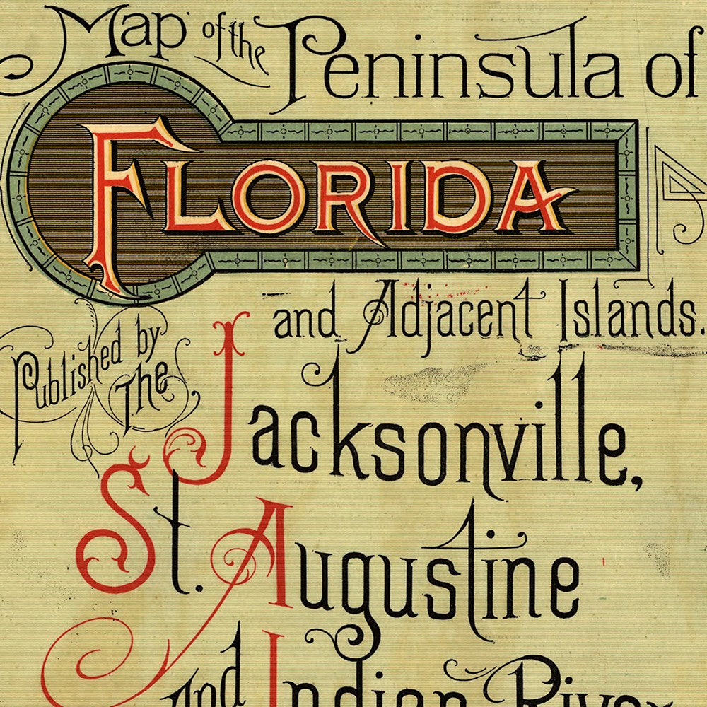 HomeRoots 16" x 36" Map of Jacksonville Florida Vintage Poster Wall Art