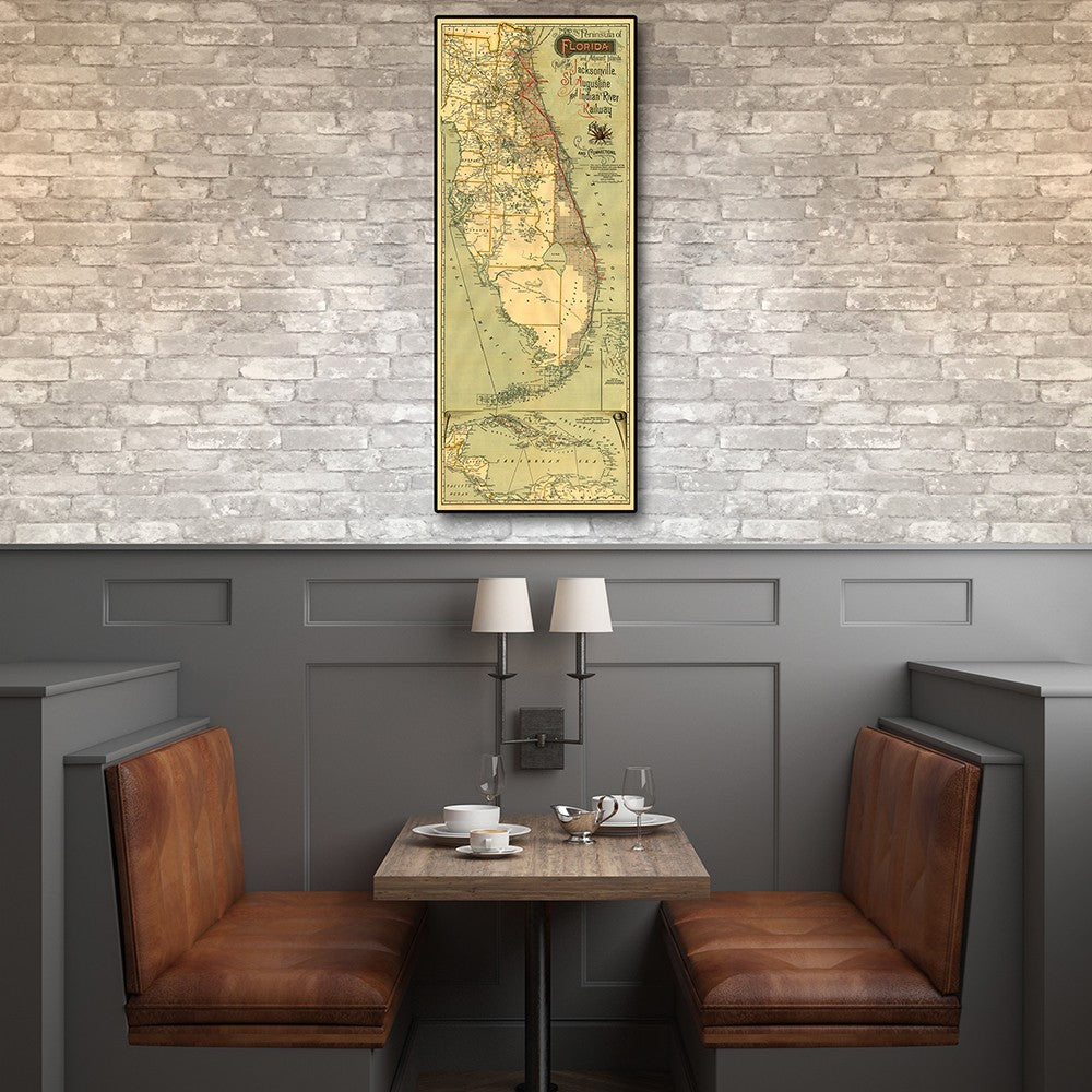 HomeRoots 16" x 36" Map of Jacksonville Florida Vintage Poster Wall Art