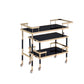 HomeRoots 16" x 36" x 34" Metal Casters Serving Cart With Gold Black and Smoky Glass Finish