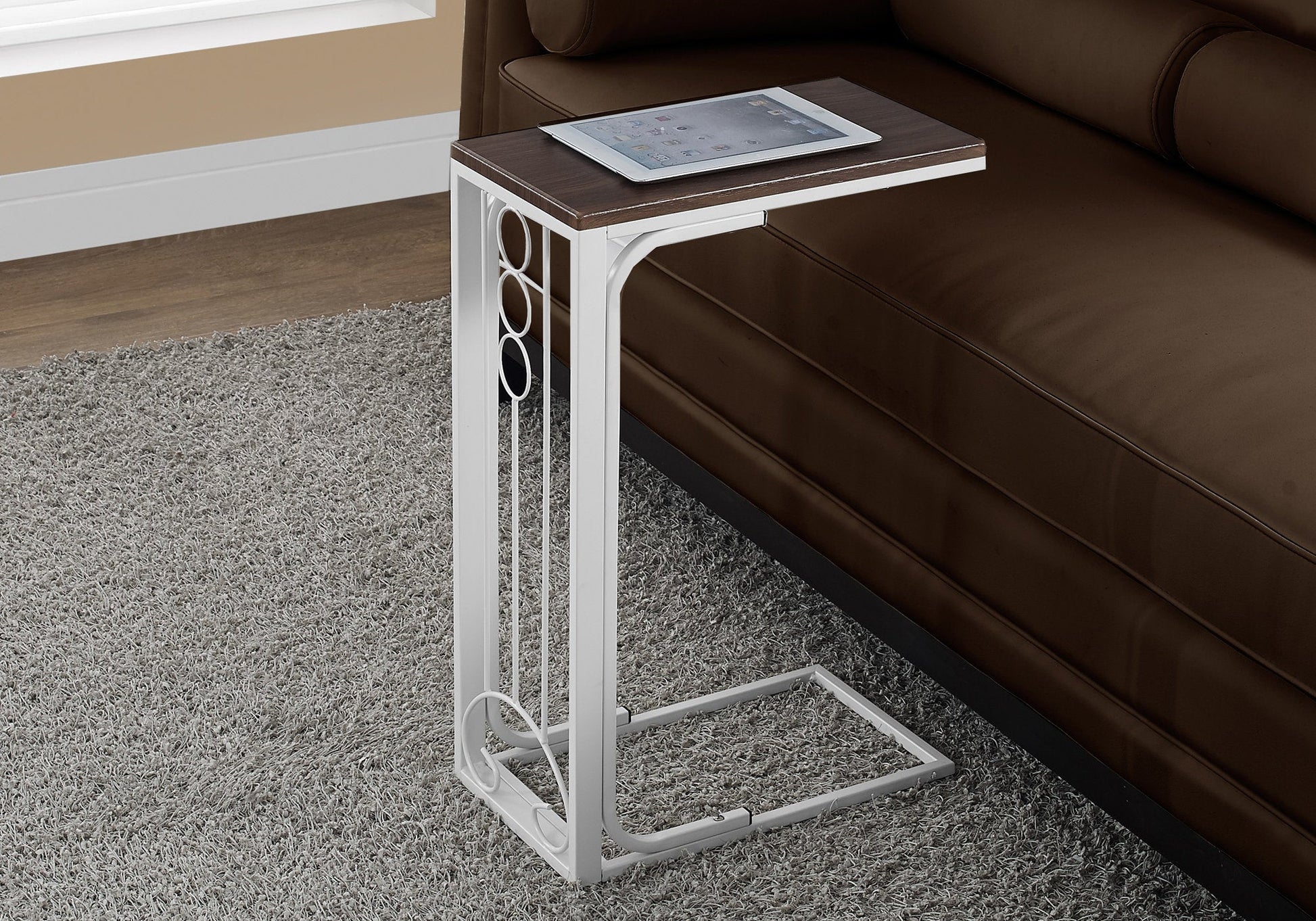 HomeRoots 16" x 9" x 24.5" MDF Top And Metal Base Accent Table in Cherry and White Finish