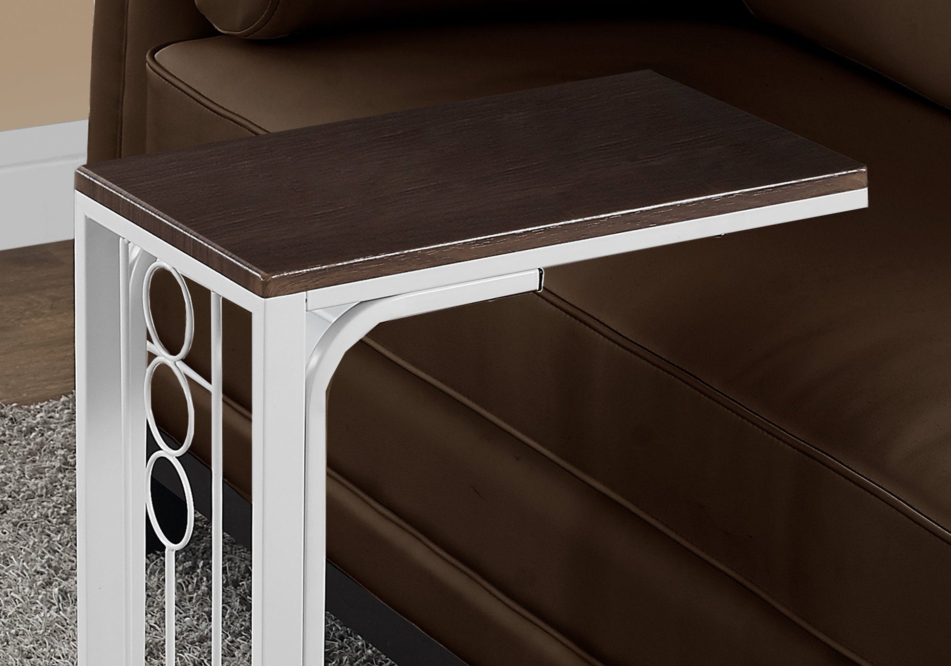 HomeRoots 16" x 9" x 24.5" MDF Top And Metal Base Accent Table in Cherry and White Finish