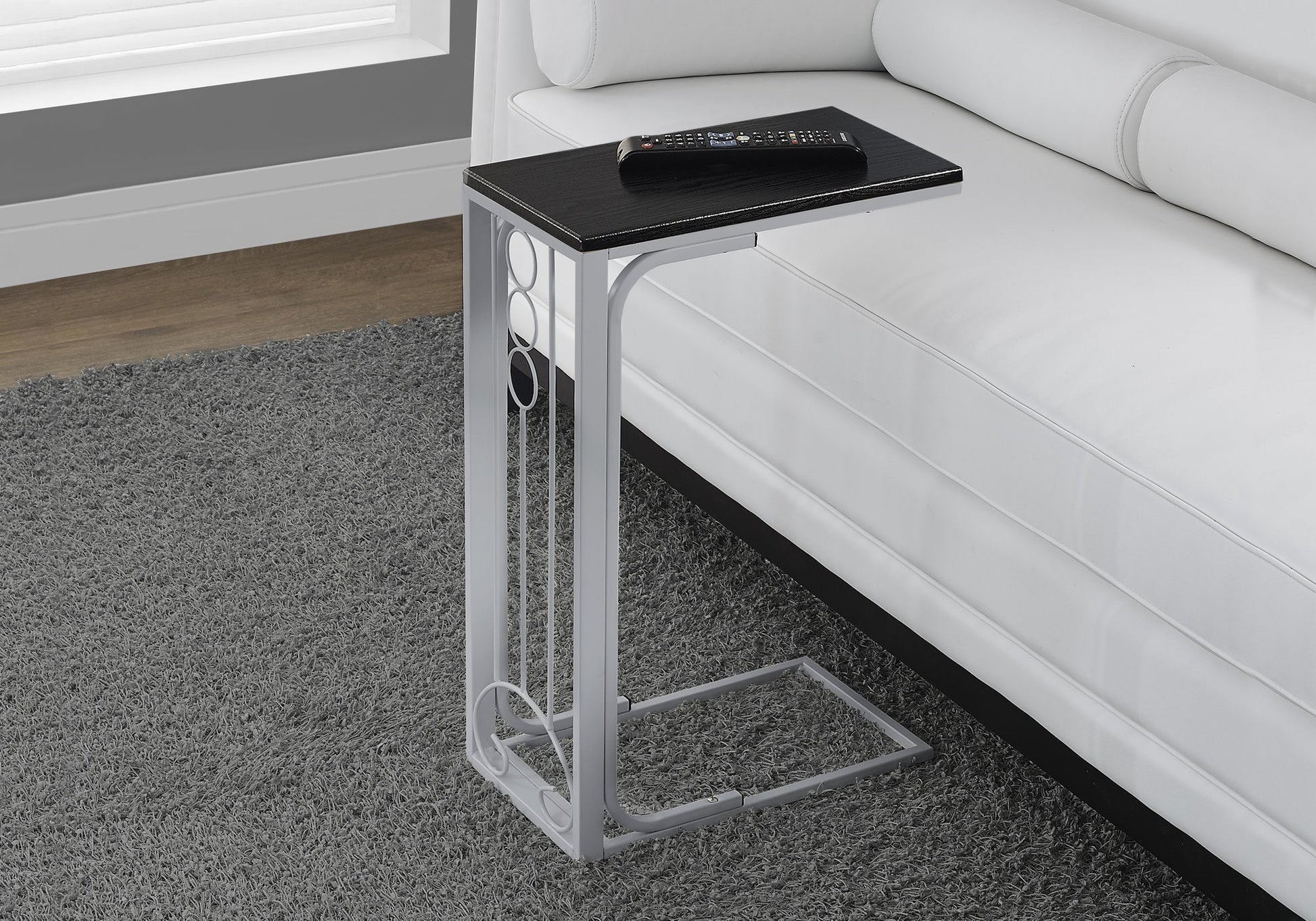 HomeRoots 16" x 9" x 24.5" MDF and Metal Accent Table in Black and Silver Finish