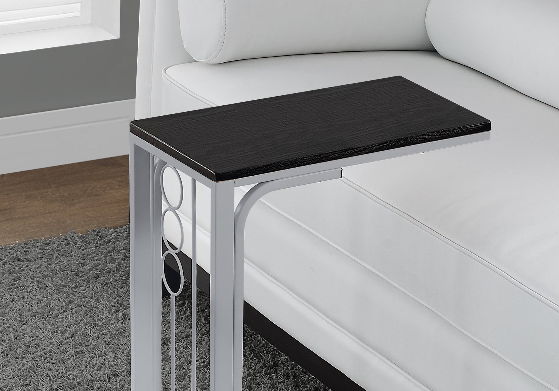 HomeRoots 16" x 9" x 24.5" MDF and Metal Accent Table in Black and Silver Finish