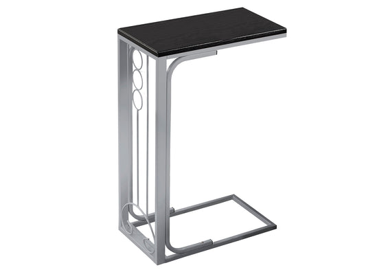 HomeRoots 16" x 9" x 24.5" MDF and Metal Accent Table in Black and Silver Finish