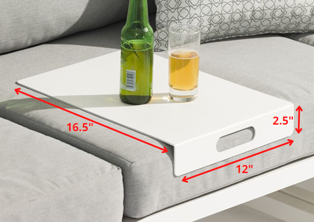 HomeRoots 16.5" x 12" x 2.5" Aluminum Tray With White Finish