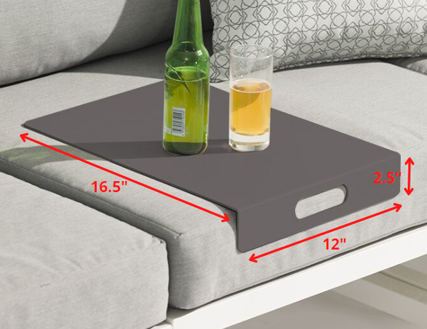 HomeRoots 16.5" x 12" x 2.5" Aluminum Tray in Gray Finish