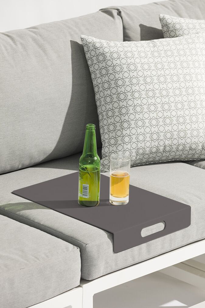 HomeRoots 16.5" x 12" x 2.5" Aluminum Tray in Gray Finish
