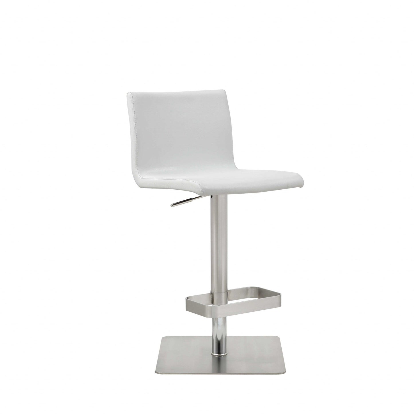 HomeRoots 16.5 x 20 x 32-42 White Stainless Steel Bar Stool