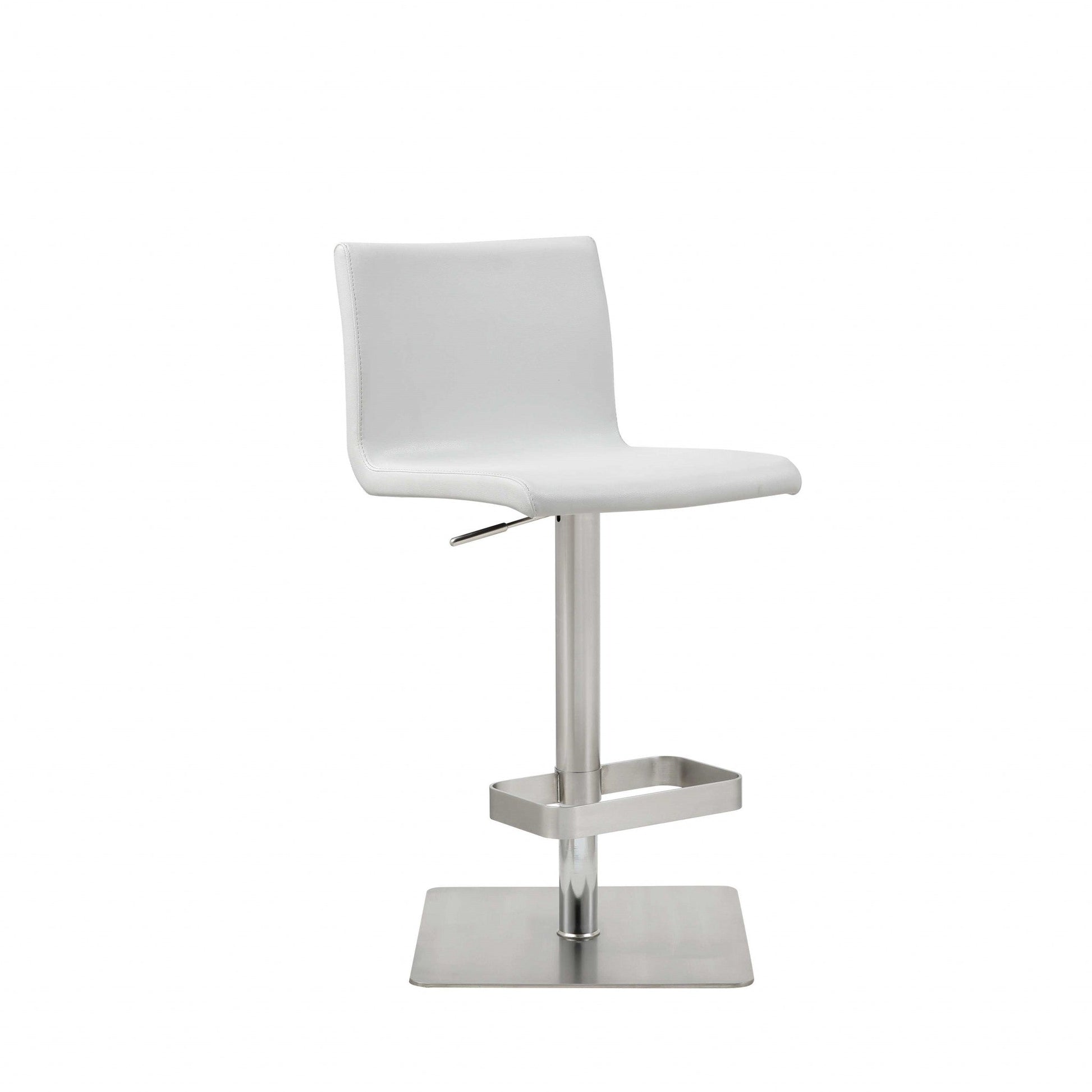 HomeRoots 16.5 x 20 x 32-42 White Stainless Steel Bar Stool