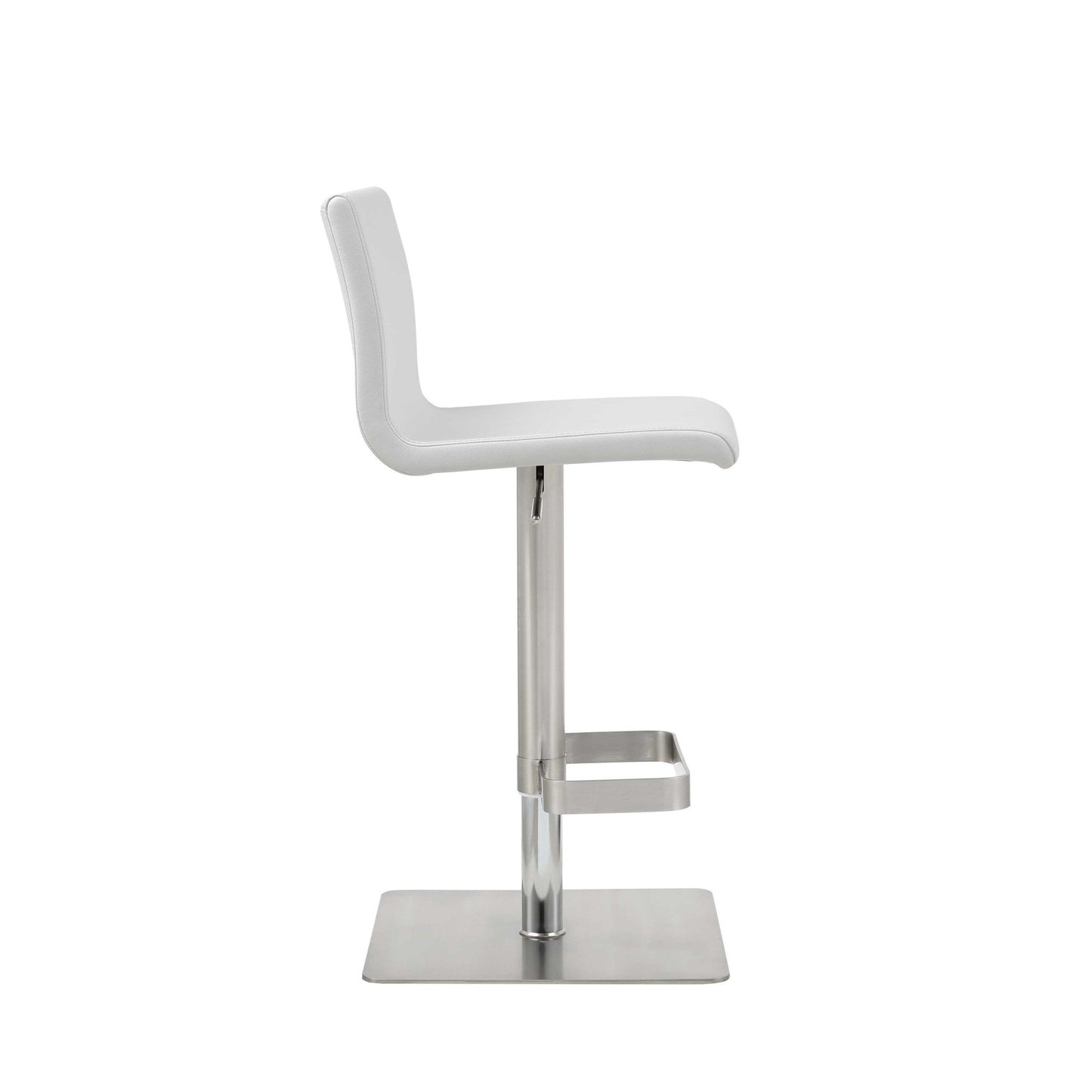 HomeRoots 16.5 x 20 x 32-42 White Stainless Steel Bar Stool