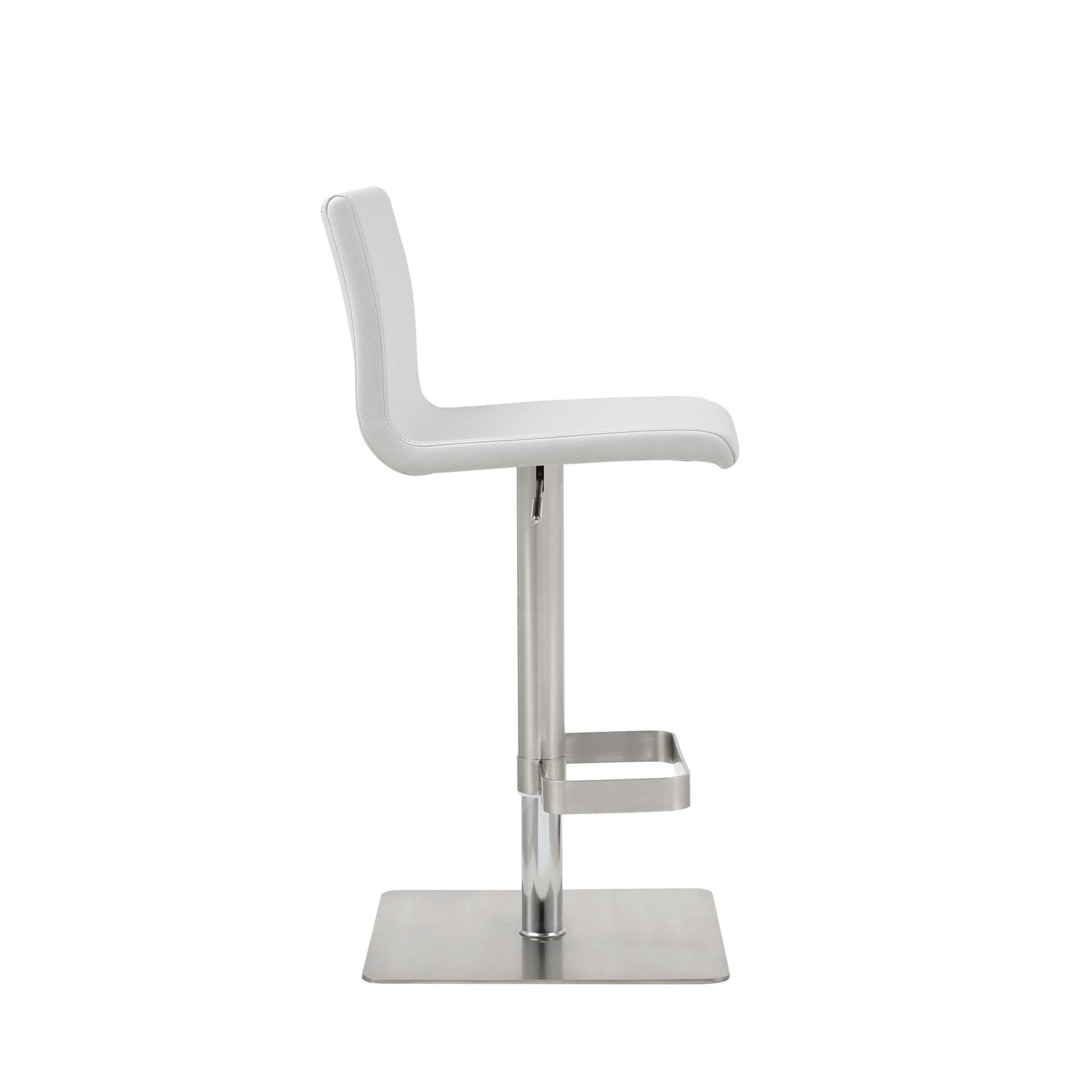 HomeRoots 16.5 x 20 x 32-42 White Stainless Steel Bar Stool