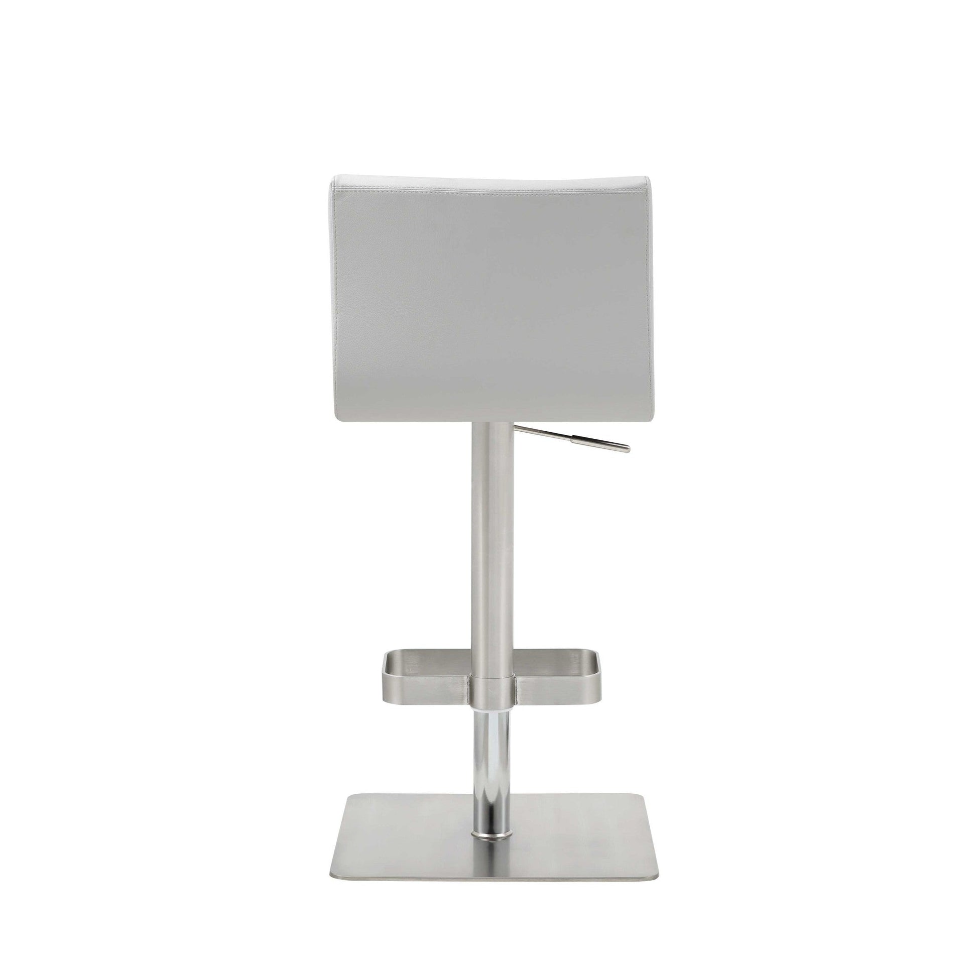 HomeRoots 16.5 x 20 x 32-42 White Stainless Steel Bar Stool